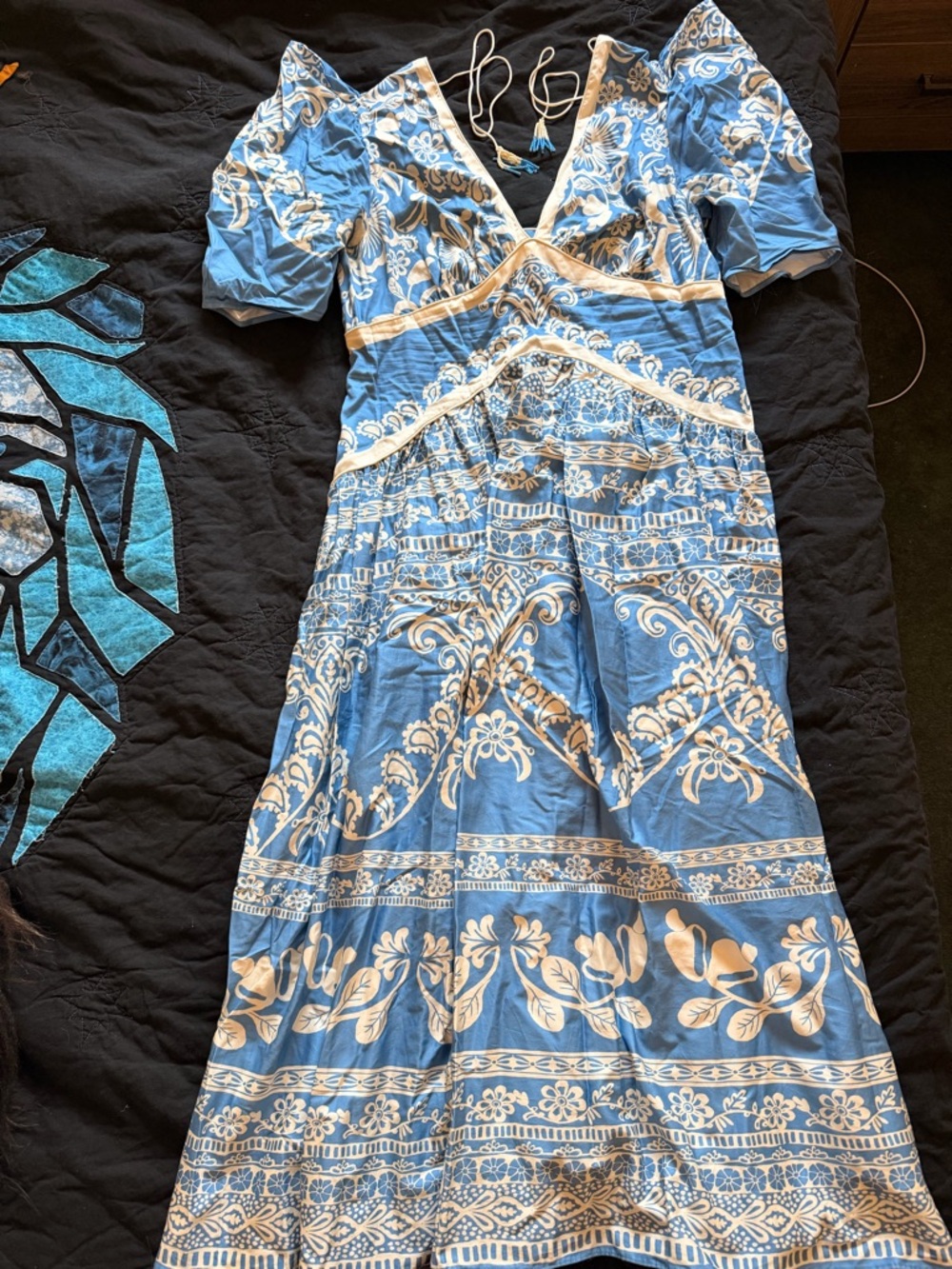 Farm Rio x Anthropologie Printed V-Neck Puff-Sleeve Maxi Dress - Picture 3 of 7